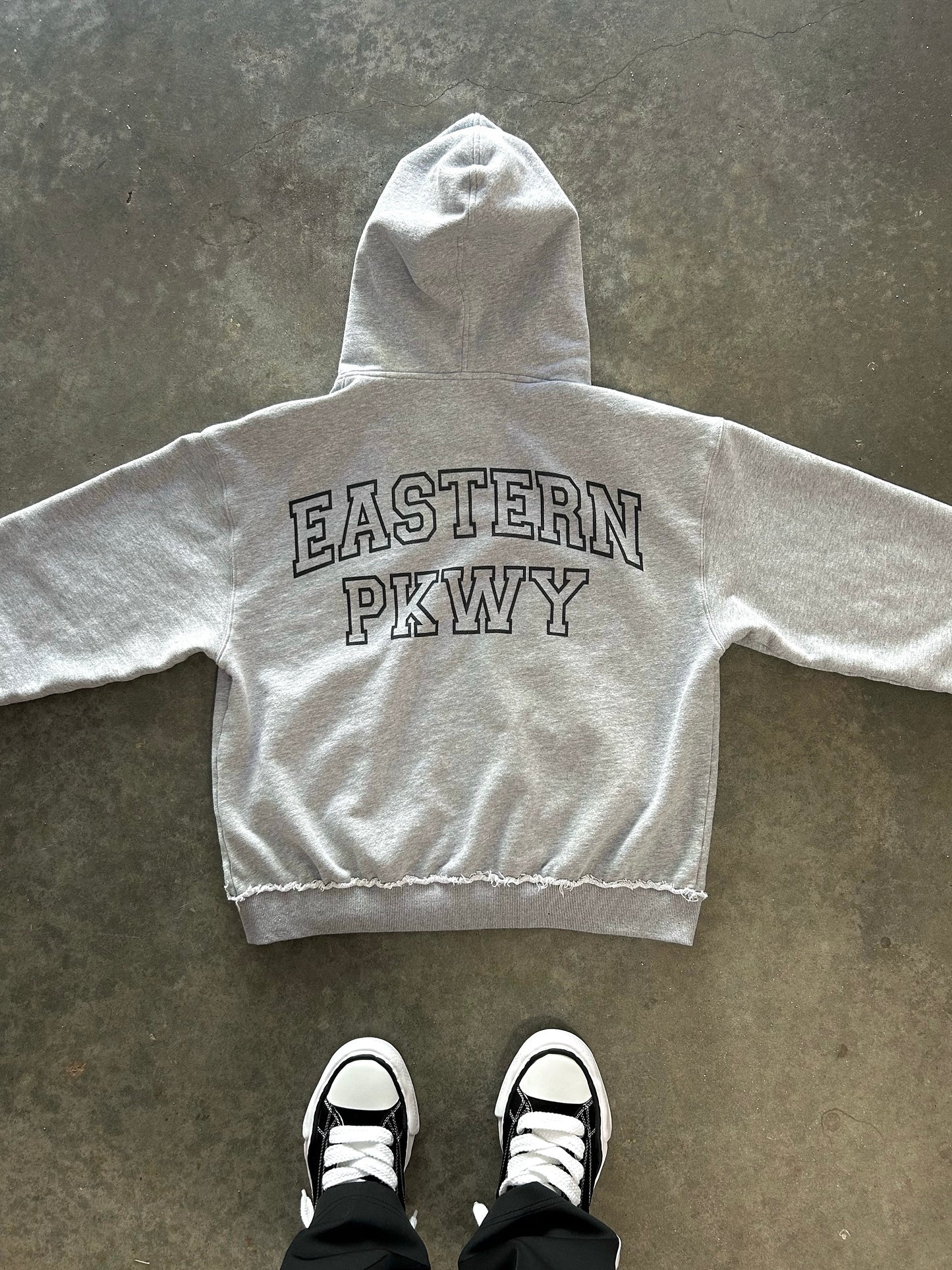 Grey EP Distressed Zip-Up