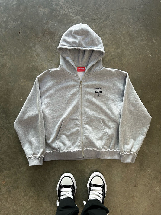 Grey EP Distressed Zip-Up